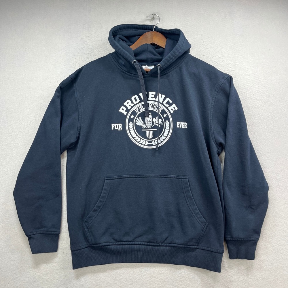 Provence France Hoodie Men L Navy Safon Pullover Fleece Casual Streetwear